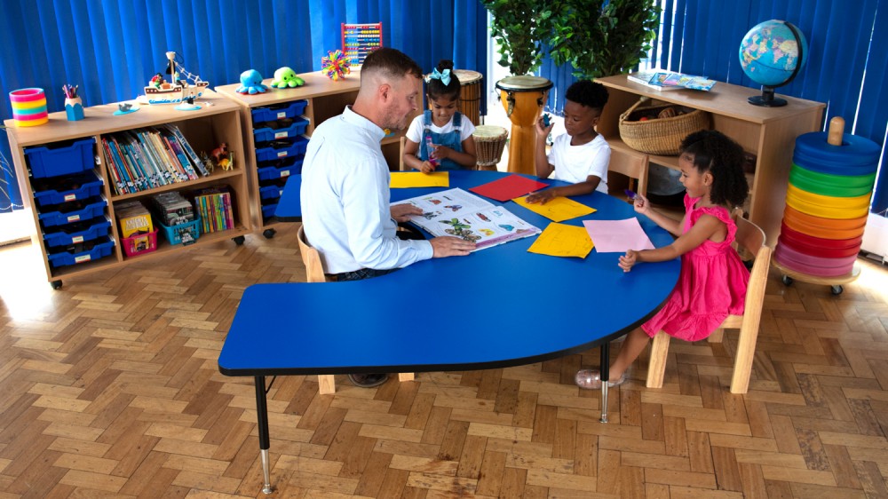 Tuf-Top™ Height Adjustable Horseshoe Classroom Table